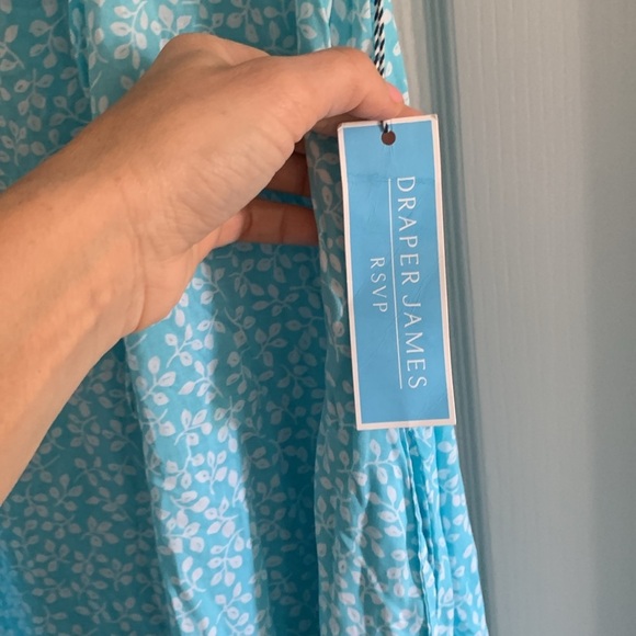 DRAPER JAMES RSVP Keyhole Pleat Neck Dress‎ Turquoise Blue White XXL  NWT - Picture 4 of 12